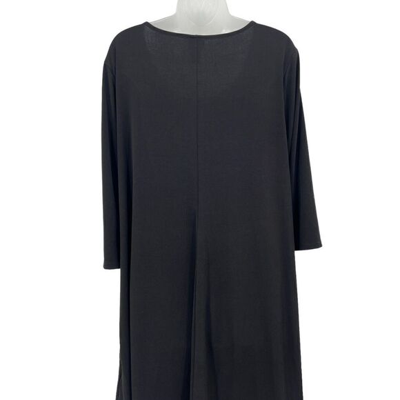 Chico Dress Women's Size 2 Black Stretchy Scoop Neck 3/4 Sleeve Mini Relaxed - Picture 8 of 13